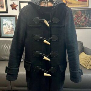 Burberry Black Merton Duffle Toggle Coat Sz 6